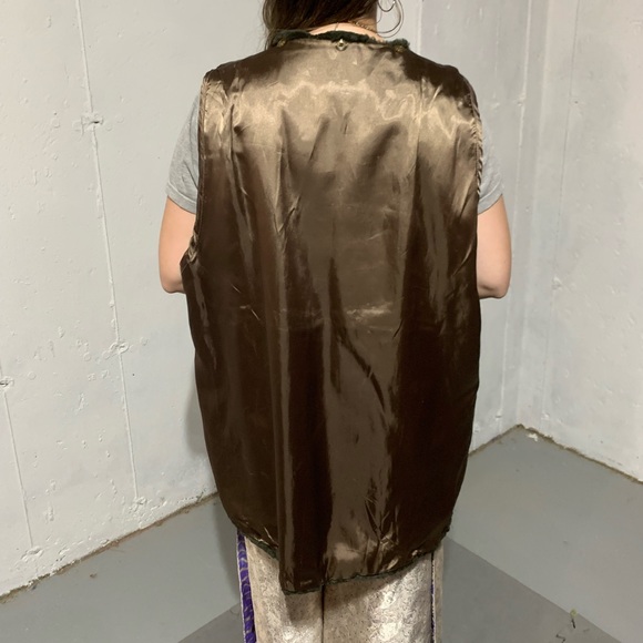 Vintage Paisley Jacket Coat Fur Trimmed Hood Removable Fur Lined Vest Large EUC - Picture 11 of 13